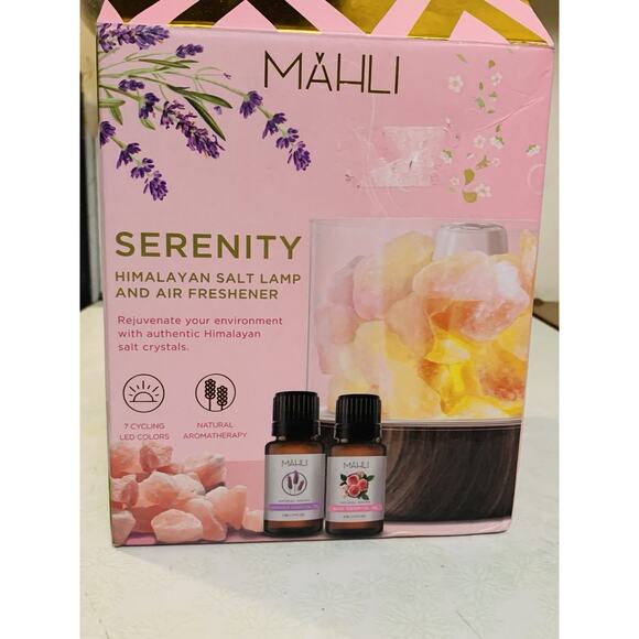 MAHLI Serenity Aroma Diffuser Himalayan Salt W/ LED Lights 2 Oils NIB - Picture 1 of 6